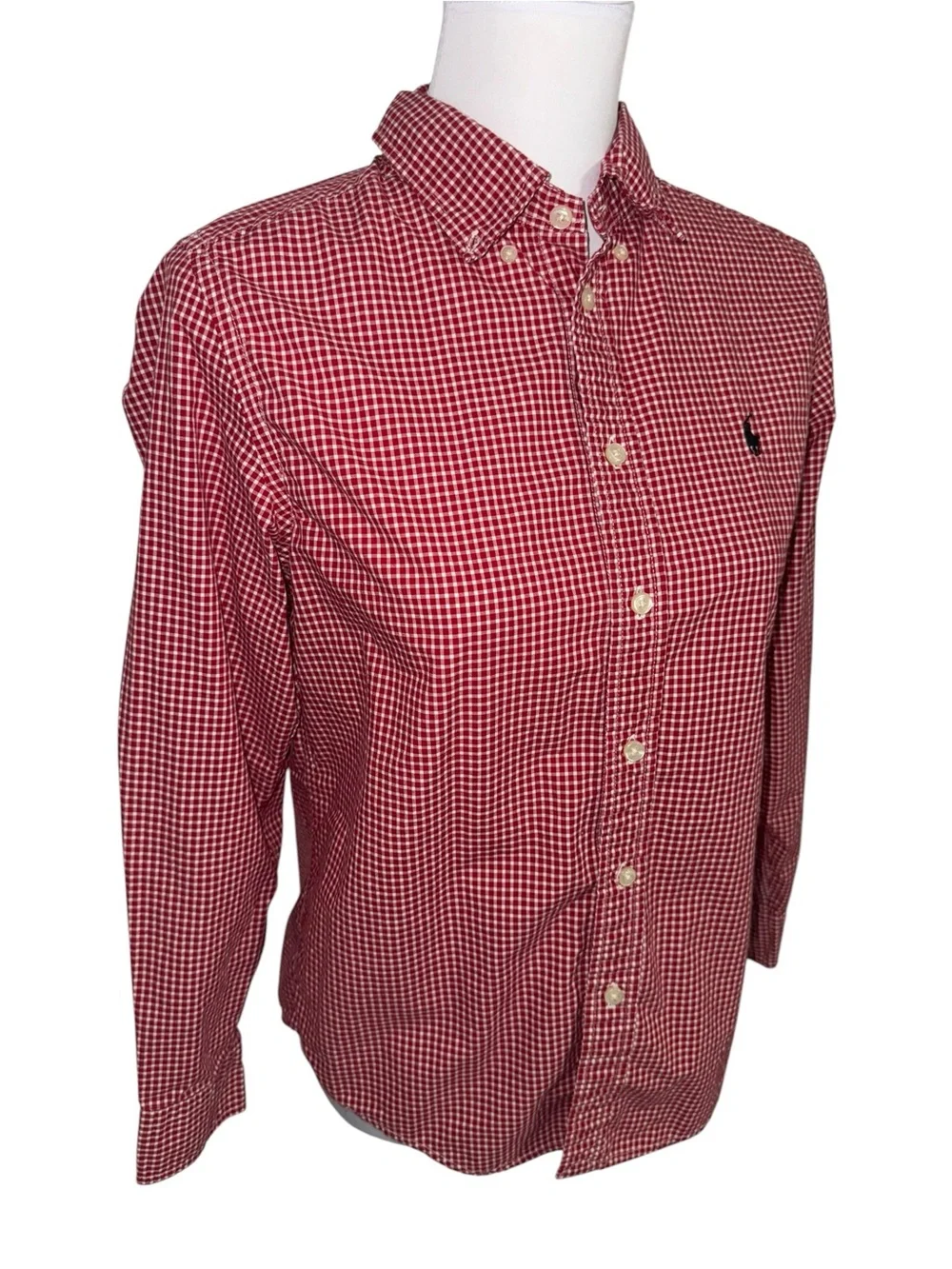 Ralph Lauren‎ Boys L 14-16 Red Gingham Button Down Shirt Long Sleeve Preppy